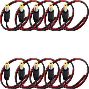 Imagem de Kit 10 Cabo Conector Rabicho Plug P4 Macho Positivo e Negativo Cftv Fi