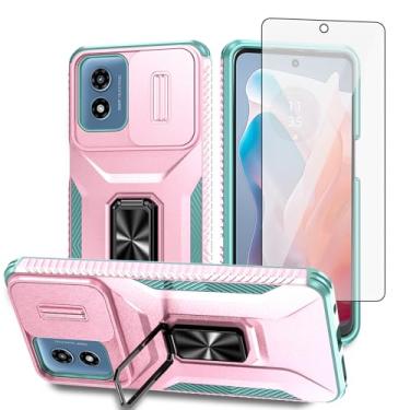 Imagem de Asuwish Capa de telefone para Motorola Moto G Play 2024 4G com capa de câmera deslizante de vidro temperado protetor de tela suporte suporte robusto fino celular protetor híbrido XT2413V XT2413-1 64GB