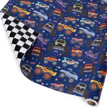 Imagem de Papel de embrulho LaRibbons Monster Truck Reversível 4,35m²