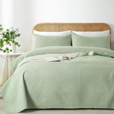 Imagem de Conjunto de edredões de microfibra verde sálvia WURUIBO King/Cal King,