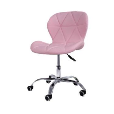 Imagem de Cadeira de Escritório Office com rodízios Estofada Slim Rosa - Ecommbr