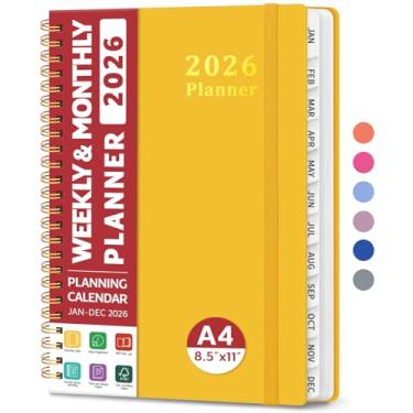 Imagem de Agenda 2026, agenda semanal e mensal, janeiro de 2026 a dezembro de 2026, agenda de calendário de capa dura 2026 com abas para mulheres e homens, bolso interno, encadernação espiral, perfeito para