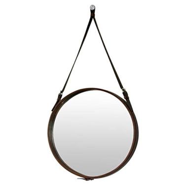 Imagem de EHVYBDX Espelho cosmético para pendurar na parede, espelho de maquiagem redondo moderno para banheiro acabamento em latão com corrente pendurada espelho cosmético HD