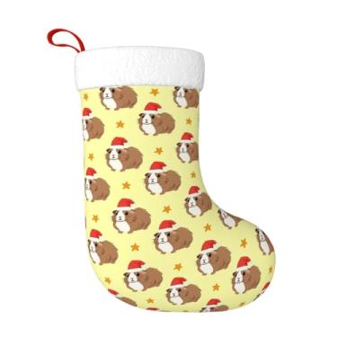 Imagem de Navuxu Linda meia de Natal personalizada com estampa de porquinhos-da-índia grande 45,7 cm para decorações de festa de Natal, decoração de lareira, design de impressão animal