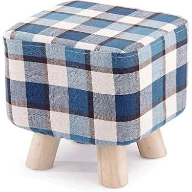 Imagem de Banqueta para os pés, mesa de vestir, apoio para os pés, banquinho quadrado pequeno de madeira maciça para casa criativo para trocar sapatos de sala de estar, banco de sofá, banco de tecido, otomano