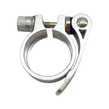 Imagem de Fenteer Grampo de selim de bicicleta, diâmetro interno de 38 mm, grampo de selim de bicicleta de liberação rápida profissional de durabilidade para bicicletas, Prata