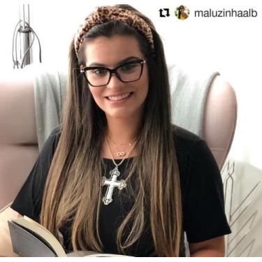Imagem de Armação De Óculos Para Grau Feminina Gatinho Facetada Pérola Preta - P