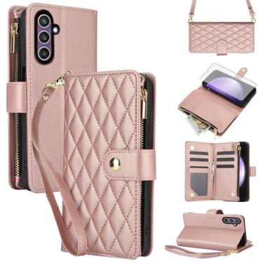 Imagem de Asuwish Capa de celular para Samsung Galaxy S24/S25 5G com protetor de tela de vidro temperado e carteira com zíper, compartimento para cartão, suporte, flip, acessórios para celular S 24 24S 25 25S