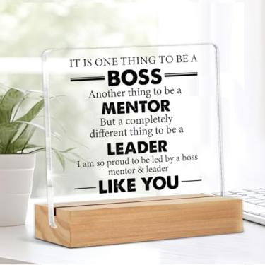 Imagem de Presentes de agradecimento para chefe líder mentor Thank You Gifts Placa decorativa de mesa transparente It Is One Thing to Be a Boss Placa acrílica com suporte de madeira para prateleira de mesa de