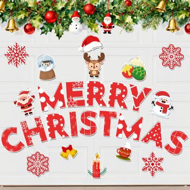 Imagem de Wayyogh 27 peças de decoração de porta de garagem de Natal ímãs de feliz Natal adesivos magnéticos para decoração de Natal suprimentos decorações carro geladeira garagem superfície geladeira caixa de