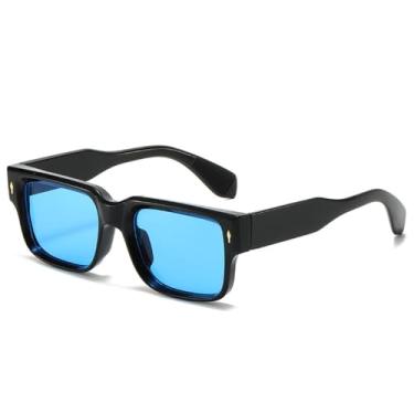 Imagem de Óculos de Sol Candy Color Feminino com Rebites e Lentes Degradê UV400 para Esportes ao Ar Livre, Corrida e Ciclismo, Preto e Azul