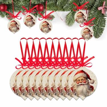 Imagem de Enfeite de Natal 2025 Conjunto de 10, Enfeites de Acrílico Poinsétia Vermelha Papai Noel Engraçado para Decoração de Árvore de Natal Feriado, Flocos de Neve Dourados Retrô em Forma de Folha de Linho