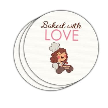 Imagem de (3 peças) Adesivos redondos Kraft e vinil para embalagens de padaria, biscoitos caseiros, pequenos negócios e presentes à prova d'água, perfeitos para bolsas, caixas e embalagens - 7,6 cm