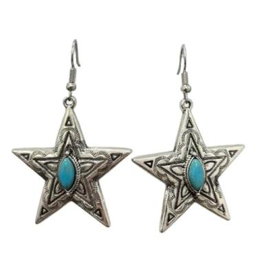 Imagem de Kokoma Brincos vintage com pingente de estrela para mulheres, turquesa, celestial, brincos ocidentais, acessórios de joias modernas