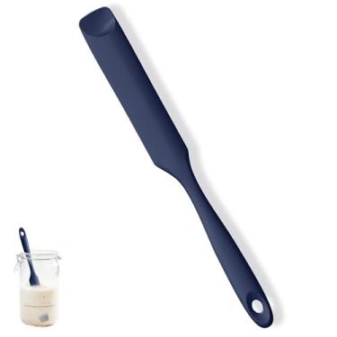 Imagem de U-Taste Espátula de frasco de silicone para iniciantes de massa fermentada: espalhador de geleia de grau alimentício longo, raspador de tigela resistente com ponta de colher flexível, ferramenta de