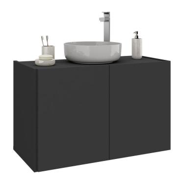 Imagem de Gabinete De Banheiro 62,5cm Suspenso 2 Portas Multimóveis Mp5044 Preto Preto