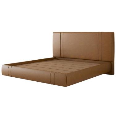 Imagem de Cama King Flutuante Com Cabeceira 195cm Lyra Sintético Camel S05 - Mpozenato