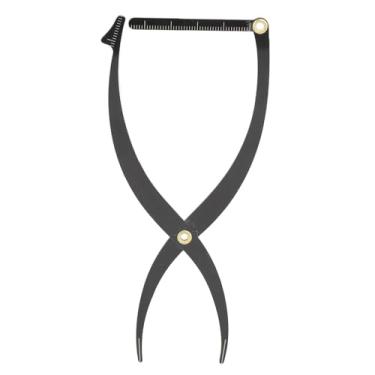 Imagem de Régua de estêncil de sobrancelha Ferramenta de posicionamento de microblading Proporção áurea Medição simétrica Régua de sobrancelha de aço inoxidável para tatuadores Entusiastas (Preta)