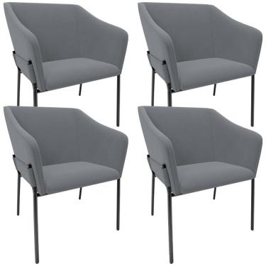 Imagem de Kit 4 Cadeiras Para Sala De Jantar Estar Living Olívia L02 Suede Cinza - Lyam Decor