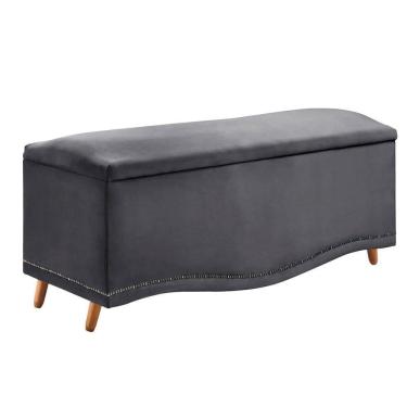 Imagem de Calçadeira Sapateira Baú Holanda 160cm De Largura Veludo Star Confort Cinza Chumbo