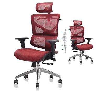 Imagem de HGTRH Cadeira de escritório reclinável, suporte de cadeira de malha para dor lombar, cadeira de mesa de computador com rodas respirável cadeira de escritório ajustável 3D descanso de braço encosto