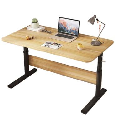 Imagem de Mesa de pé manual, altura ajustável, mesa de pé para 76-120 cm, 80/100/120 x 50 cm, anticolisão, estável, ergonômica, para escritório, escritório, cor nogueira 100 x 50