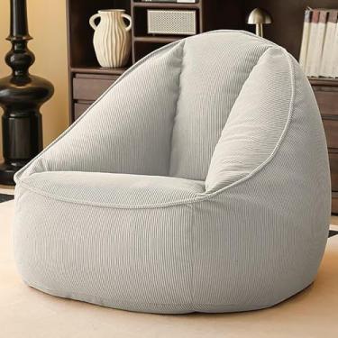 Imagem de Yadlan Bean Bag Cadeira de sofá preguiçosa assento único para quarto e sala de estar, espreguiçadeira reclinável de piso macio para espaços pequenos, confortável e de suporte para sentar por muito