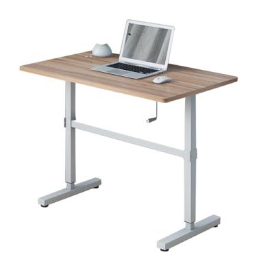 Imagem de HGTRH Mesa de pé com altura ajustável, mesa de computador 100/120 x 60 cm, faixa de elevação de 75 a 115 cm, rolamento de carregamento de barra transversal reforçada, mesa de 160 kg, para escritório
