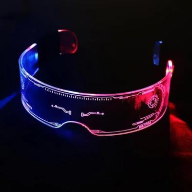 Imagem de Óculos de LED Neon Multicolorido para Festas, Baladas e Cosplay - Com Bateria CR2032 Inclusa
