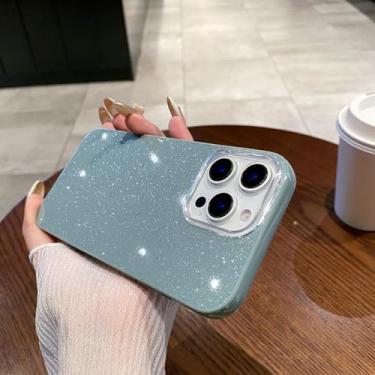 Imagem de HTVJFX Capa de celular luxuosa com glitter e detalhes de doces, fosca, à prova de choque, com proteção traseira (para iPhone 15 Pro/verde)