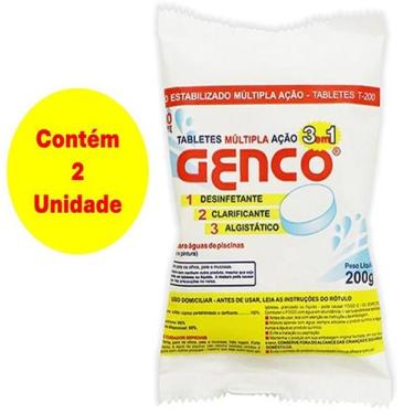 Imagem de Kit 2 Pastilha de Cloro Genco 200gr 3 em 1 Múltipla ação