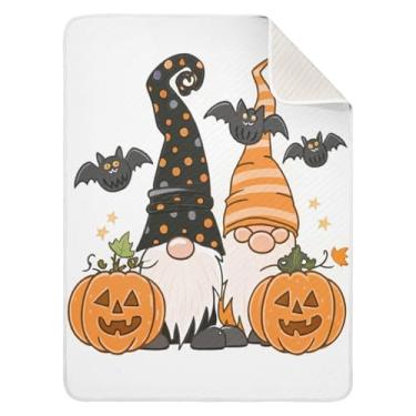 Imagem de Qilmy Cobertor de bebê de Halloween Gnomos 76 x 101 cm, cobertor infantil de algodão macio para meninos e meninas, cobertor leve e quente para bebês de berço, carrinho de bebê, soneca, recém-nascido
