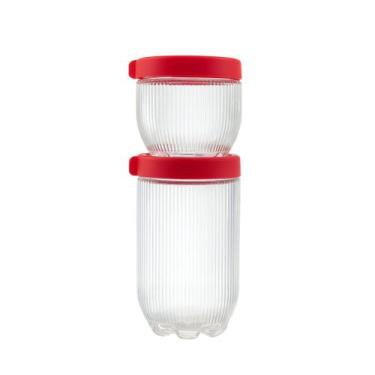 Imagem de Kit com 2 organizadores em vidro multiuso 450 ml e 940 ml gire e trava