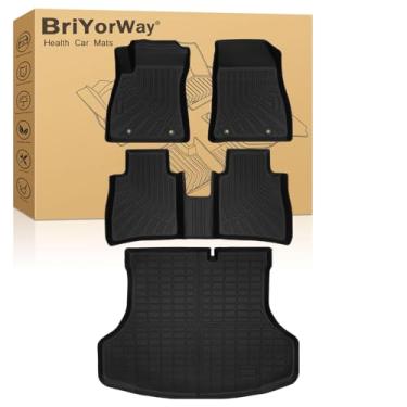 Imagem de BriYorWay Tapetes de carro para Nissan Sentra 2014 2015 2016 2017 2018 2019 acessórios, para Nissan Sentra tapetes automotivos para todos os climas e forro de carga