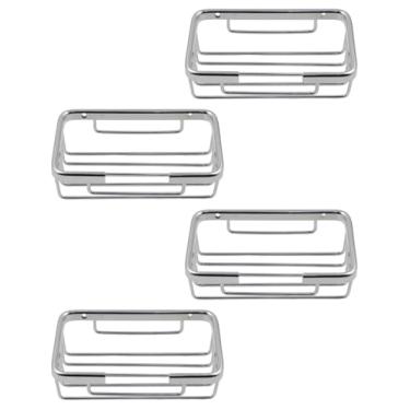 Imagem de Kit 4 Porta Sabonetes de Parede em Alumínio Retangular Compacto com Acabamento Escovado e Kit instalação