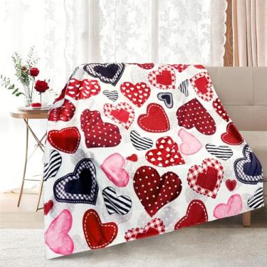 Imagem de Cobertor supermacio, aconchegante e de pelúcia para sofá e cadeira, cobertores e mantas de coração de amor (127 x 152 cm)