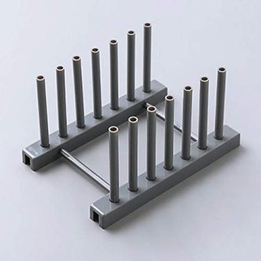 Imagem de Escorredor de pratos de plástico - Organizador de armazenamento de cozinha para pratos, tigelas, copos e tábuas de corte - Suporte de utensílios de armário e bancada