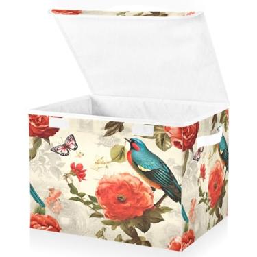 Imagem de Blueangle Cestos de armazenamento turquesa com tampas, 42 x 32 x 30 cm, grande cesta organizadora dobrável para decoração de casa e escritório (324)