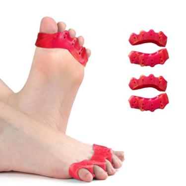 Imagem de Weiuah Pacote com 4 separadores de dedos e espaçadores de dedo do pé - corretor de joanetes, corretor de dedos sobrepostos, bico martelo, alivia a dor no pé, restaura o alinhamento natural do dedo do