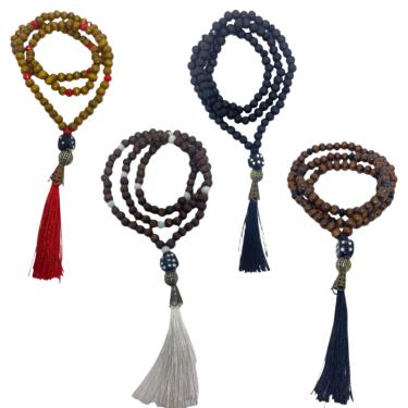 Imagem de Japamala Zé Pelintra 108 Contas de Madeira 8 mm Pompom