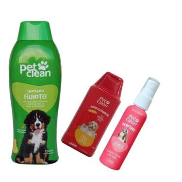 Imagem de Kit POP Pet Clean Shampoo + Perfume + Condicionador Pet Cães, Filhote 