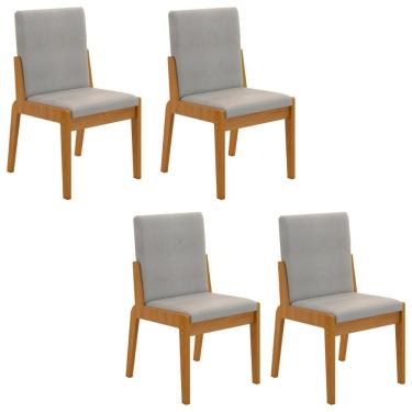 Imagem de Conjunto De 4 Cadeiras Sinfonia Com Estofado Em Linho Naturale-cinza