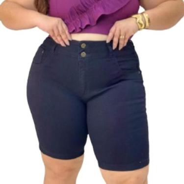 Imagem de Bermuda Jeans Pedal Plus Size Modelo Curve Preto Lycra 48 ao 64 - karh