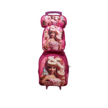 Imagem de Kit Mochila Barbie Rodinha, Lancheira Térmica e Estojo