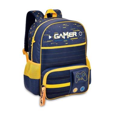 Imagem de Mochila Costas Escolar Infantil Gamer Leveu Up Azul Clio