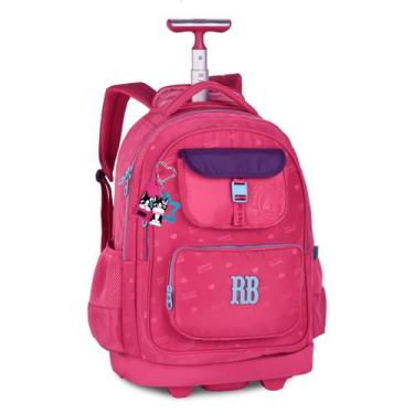Imagem de Mochila Carrinho Meninas Rebecca Bonbon Premium com chaveiro, Rosa