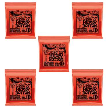 Imagem de Kit 5 Encordoamento Para Guitarra 010 Slinky Níquel Ernie Ball Top Heavy