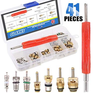 Imagem de Glarks Kit de núcleo de válvula A/C para carro Schrader - R12 R134a - alumínio, latão e plástico - ferramenta de remoção azul - 7,6 cm