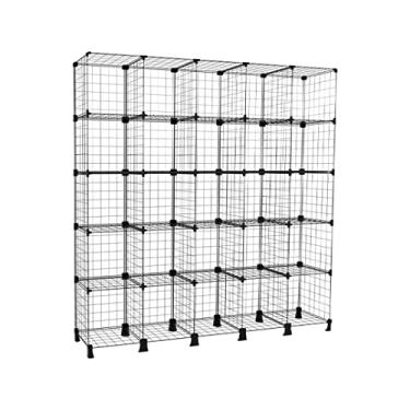 Imagem de Estante Arara Prateleira Guarda Roupa para Closet em Aço Aramado 25 Nichos Casa Loja Estoque Preto