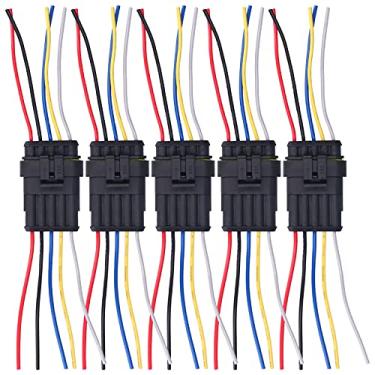 Imagem de POCREATION Conector elétrico à prova d'água para carro 5 peças, plugue de 2 pinos conectores de fio elétrico automáticos para carro, caminhão, barco e outras conexões de fio (5P), conector industrial